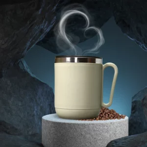Ganesh Premium Stainless Steel Coffee Mug with heat resistant mug lid